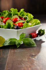 Composition with vegetable salad bowl. Balanced diet