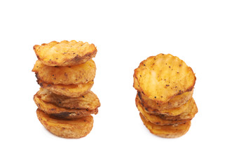 Baked potato slice composition, isolated