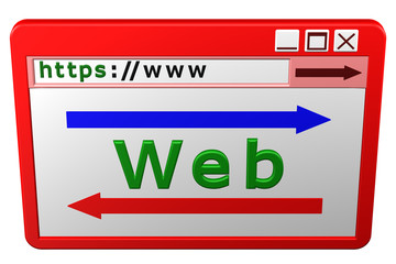 Web Browser window. 3D rendering.