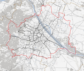 Map of Vienna city. Austria roads - 118190636