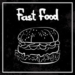 Chalkboard with a Hamburger