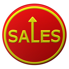 Concept: word sales with arrow. 3D rendering.