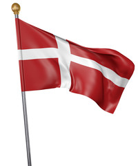 Fototapeta na wymiar National flag for country of Denmark isolated on white background, 3D rendering