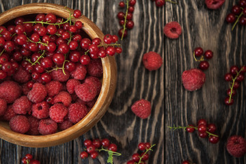 Fresh berries on wooden table