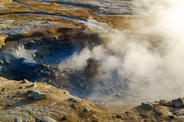 Boiling mud in the mudpot at Hverir geothermal area