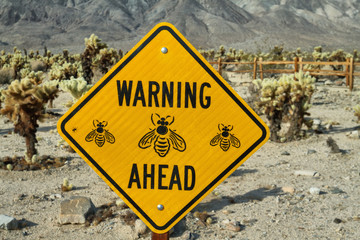 Warning sign in in Joshua Tree National Park