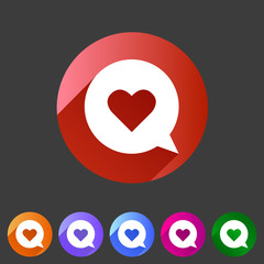 Dating love chat romantic heart icon flat web sign symbol logo label