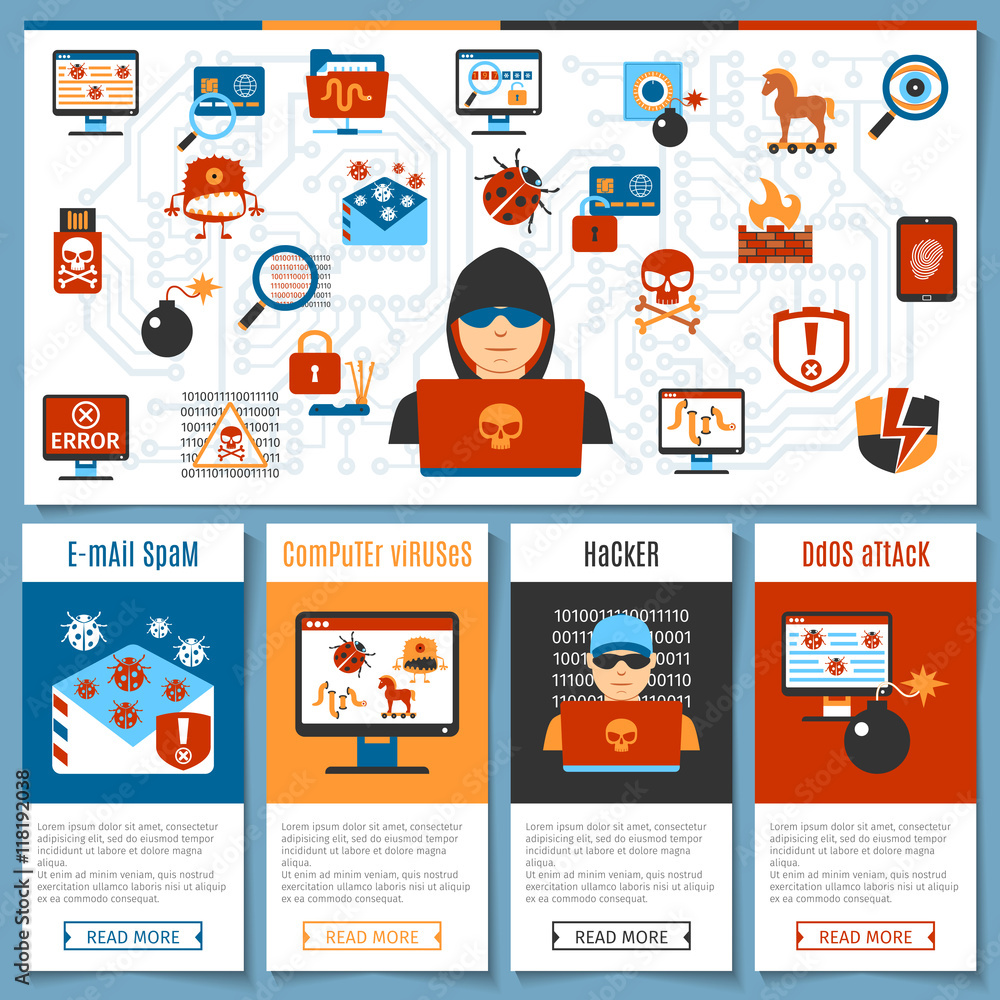 Aufkleber flat hacker concept set2