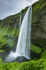 water falling from the hill in Iceland