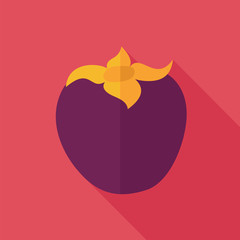 Persimmon flat icon. Tropical fruit