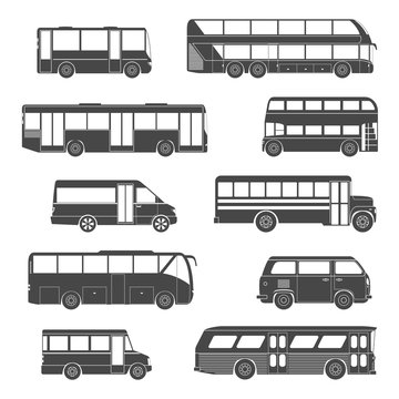Passenger Bus Icons Black