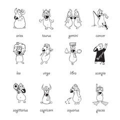 Fototapeta premium funny comic horoscope. vector illustration.
