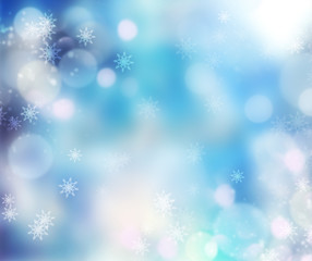 Holiday winter blur snowflake baclground.