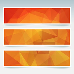 Horizontal banners set with polygonal triangles. Polygon background