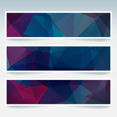 Fototapeta premium Horizontal banners set with polygonal triangles. Polygon background