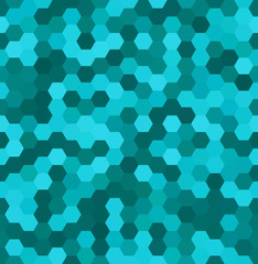 Blue seamless abstract mosaic background. Hexagons geometric background