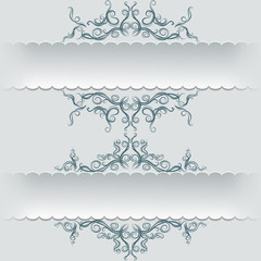 Paper banners with graphic sketch ornaments