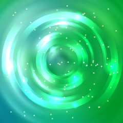 Vector round frame. Shining circle banner. Glowing spiral.