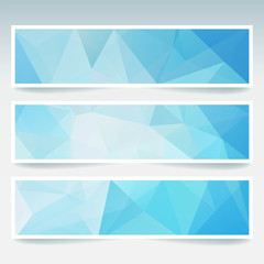 Vector banners set with polygonal abstract triangles. 