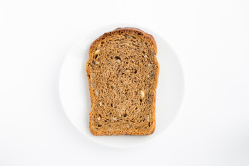 Slice of bread on a white plate