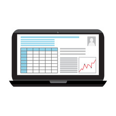 Business infographics image on a black laptop screen