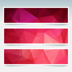 Set of banner templates with red abstract background. Modern vector