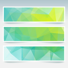 Obraz premium Vector banners set with polygonal triangles. Abstract low poly banners