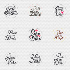 Save the date - calligraphic lettering badge label for design invitation