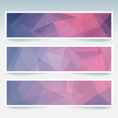 Fototapeta premium Horizontal banners set with polygonal triangles. Polygon background