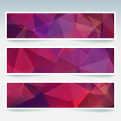 Horizontal banners set with polygonal triangles. Polygon backgrounds