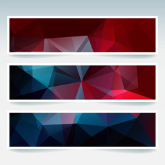 Vector banners set with polygonal abstract triangles.