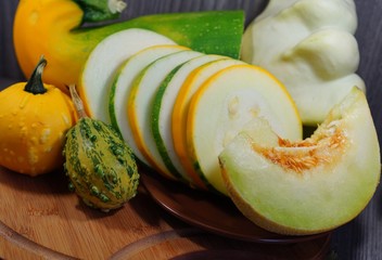 squash, pumpkin ,melon and patison - Vegetables from the family Cucurbitaceae