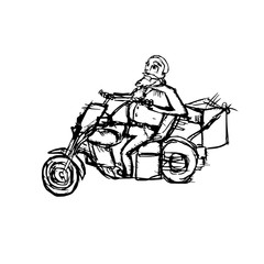Hand drawn sketch man on a bike vector illustration