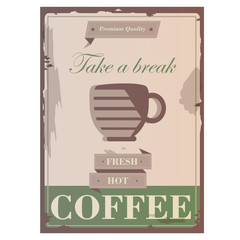 Vintage retro design hot fresh coffee promotion flyer and cover
