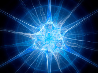 Blue glowing neuron fractal abstract background