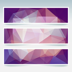 Vector banners set with polygonal abstract triangles.