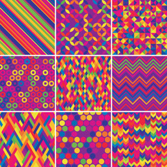 Set of abstract colorful background, 9 geometric pattern