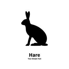 Vector illustration of black silhouette of hare