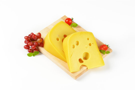 Swiss cheese with red grapes