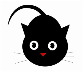 Cute black kitten looking up, vector illustration 