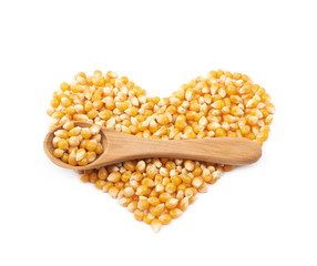 Heart shape made of corn kernels