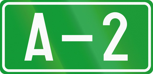 Numbered motorway shield in Bosnia and Herzegovina
