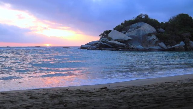 Sunrise on a paradisiac beach  - Cabo San Juan, Tayrona National Park, Colombia