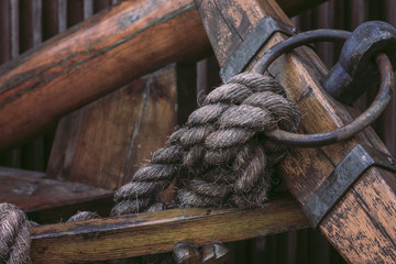 sturdy rope is attached to the ring beam ship