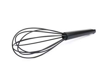 Black plastic french whisk isolated