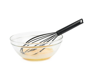 Eggs in a glass bowl isolated
