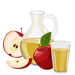 Full jug of apple juice isolated on white vector.