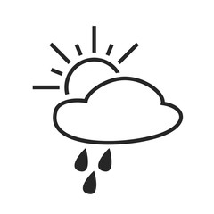 Scattered shower. Rain with sun. Day. Weather forecast icon.