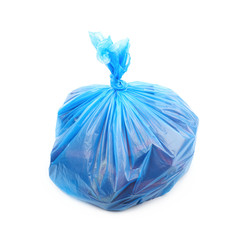 Fototapeta premium Blue plastic garbage bag isolated