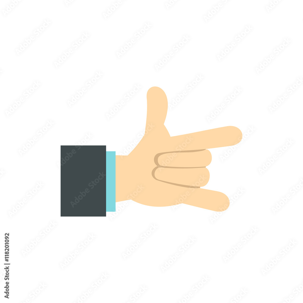 Poster gesture with index finger and little finger icon in flat style isolated on white background. gestura